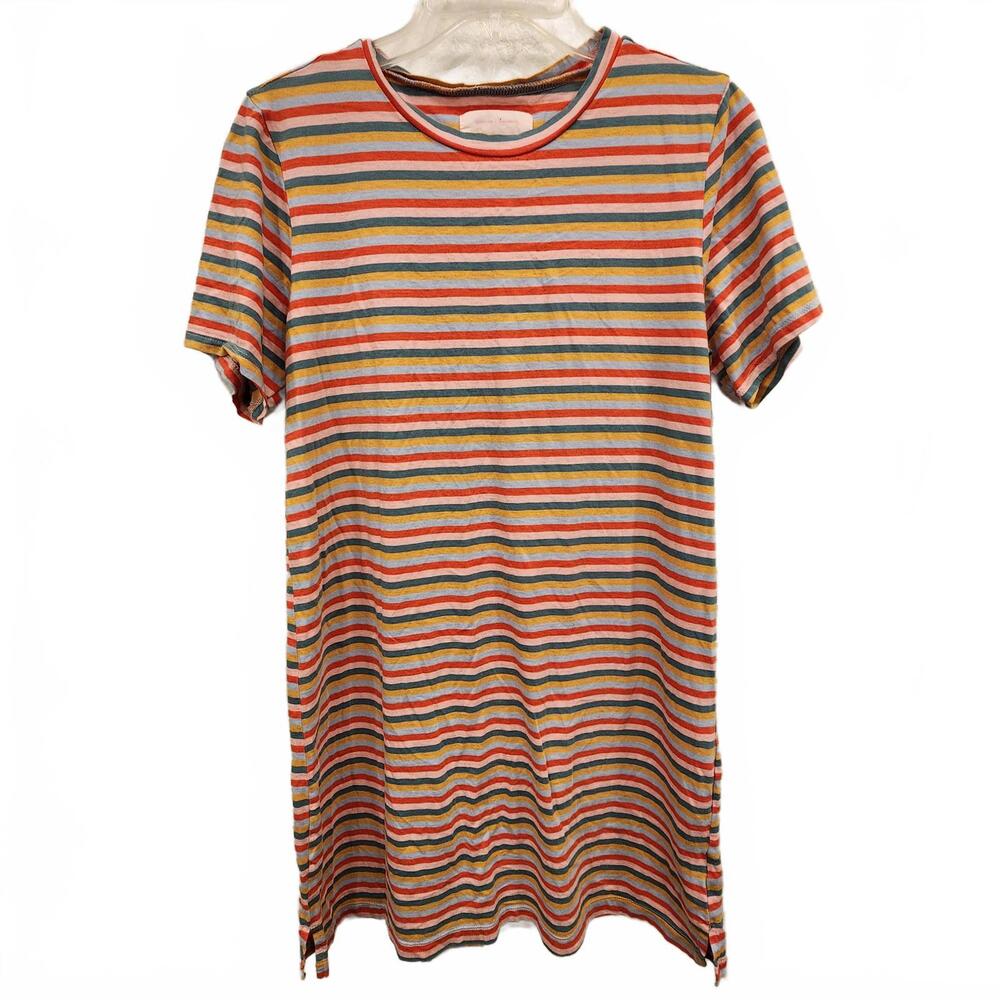 Ban.do Pink Green Striped Cotton knee length Women's dress size Med